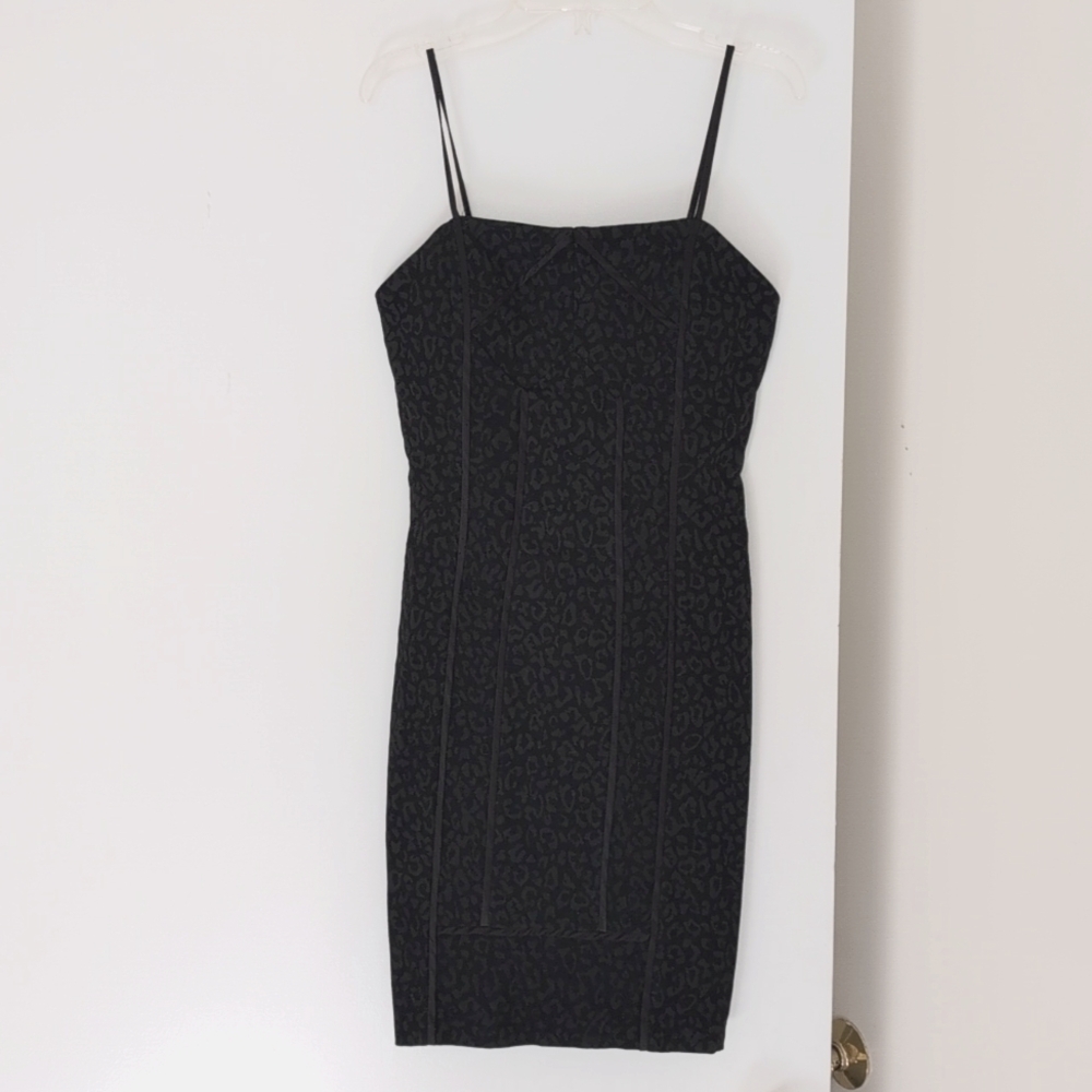 XOXO Black Business Dress with Leopard Print Pattern